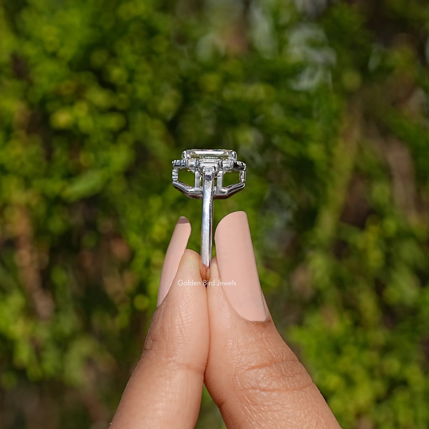 Asscher Shaped Moissanite Halo Engagement Ring