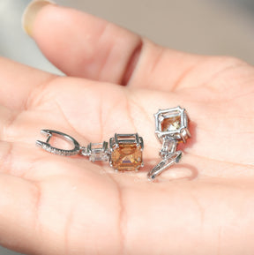 Asscher Cut Moissanite Dangle Drop Earrings