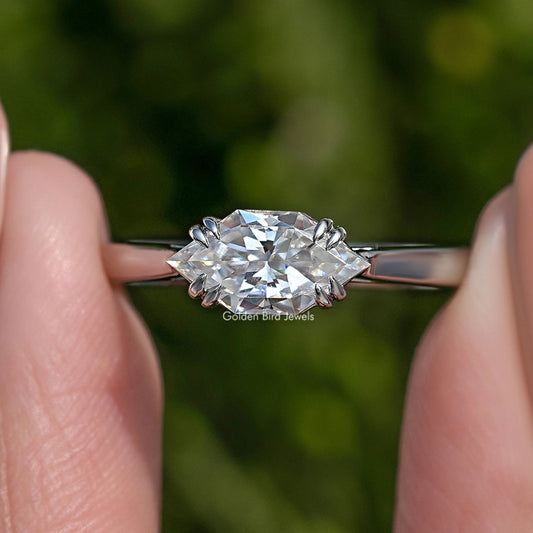 Dutch Marquise Moissanite East West Solitaire Ring