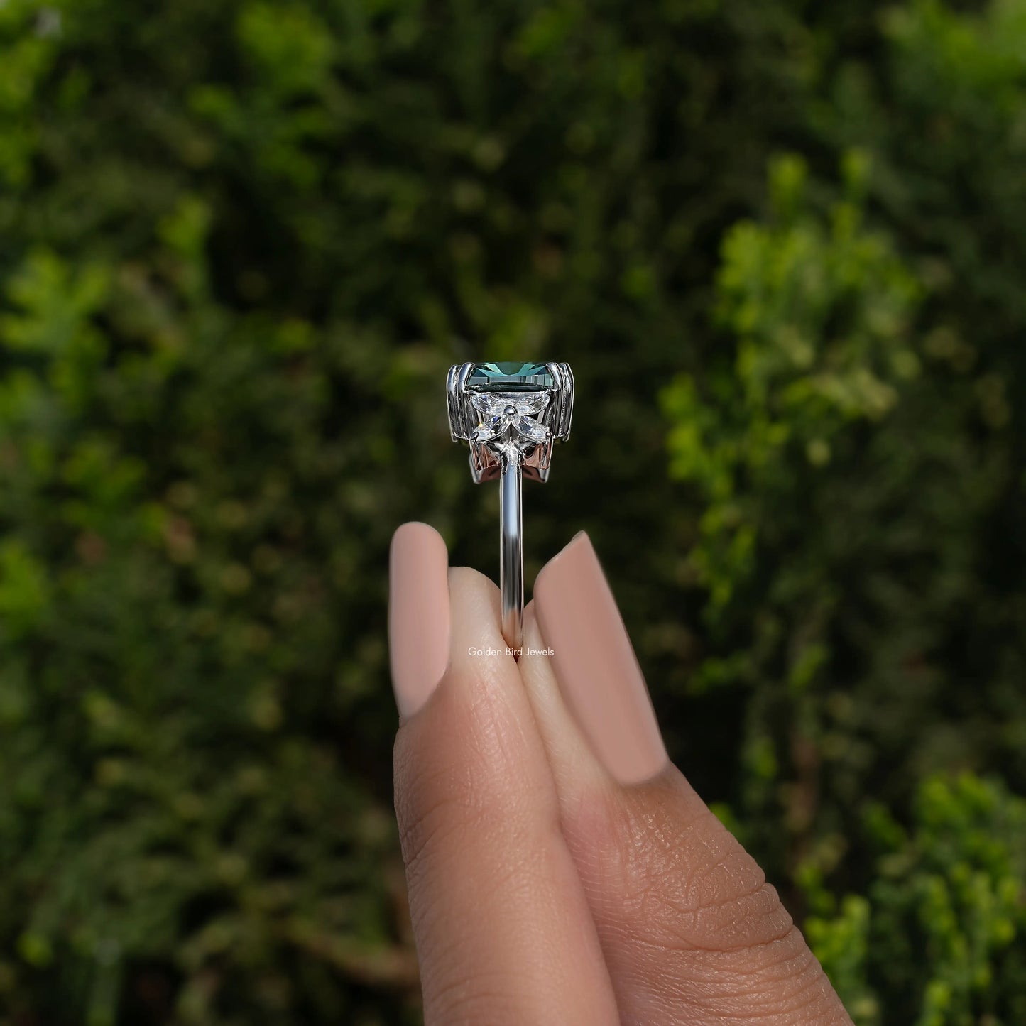 Cushion And Marquise Cut Moissanite Ring