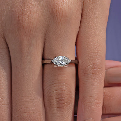 Dutch Marquise Moissanite East West Solitaire Ring