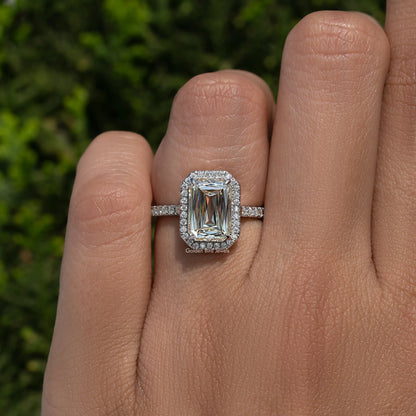Criss Cut Moissanite Halo Engagement Ring