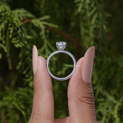 Pear Cut Moissanite Solitaire Accent Wedding Ring