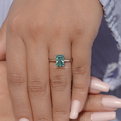Radiant Moissanite Gemstone Solitaire Engagement Ring