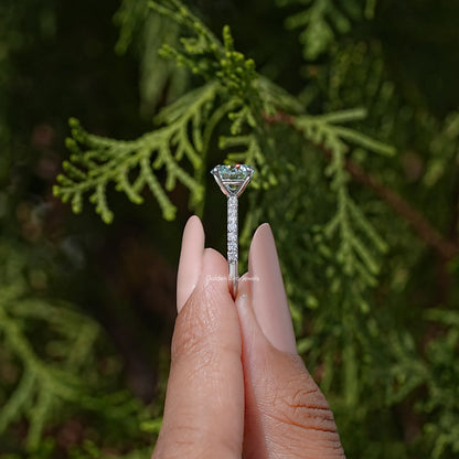 Round Cut Moissanite Solitaire Accent Ring