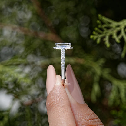 Emerald Cut Moissanite Diamond Accent Ring