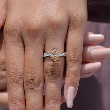 Dutch Marquise Moissanite Gemstone Twisted Shank Accent Ring