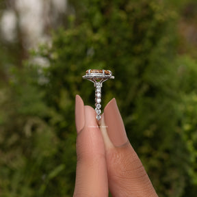 Moissanite Old Mine Pear Cut Halo Set Engagement Ring