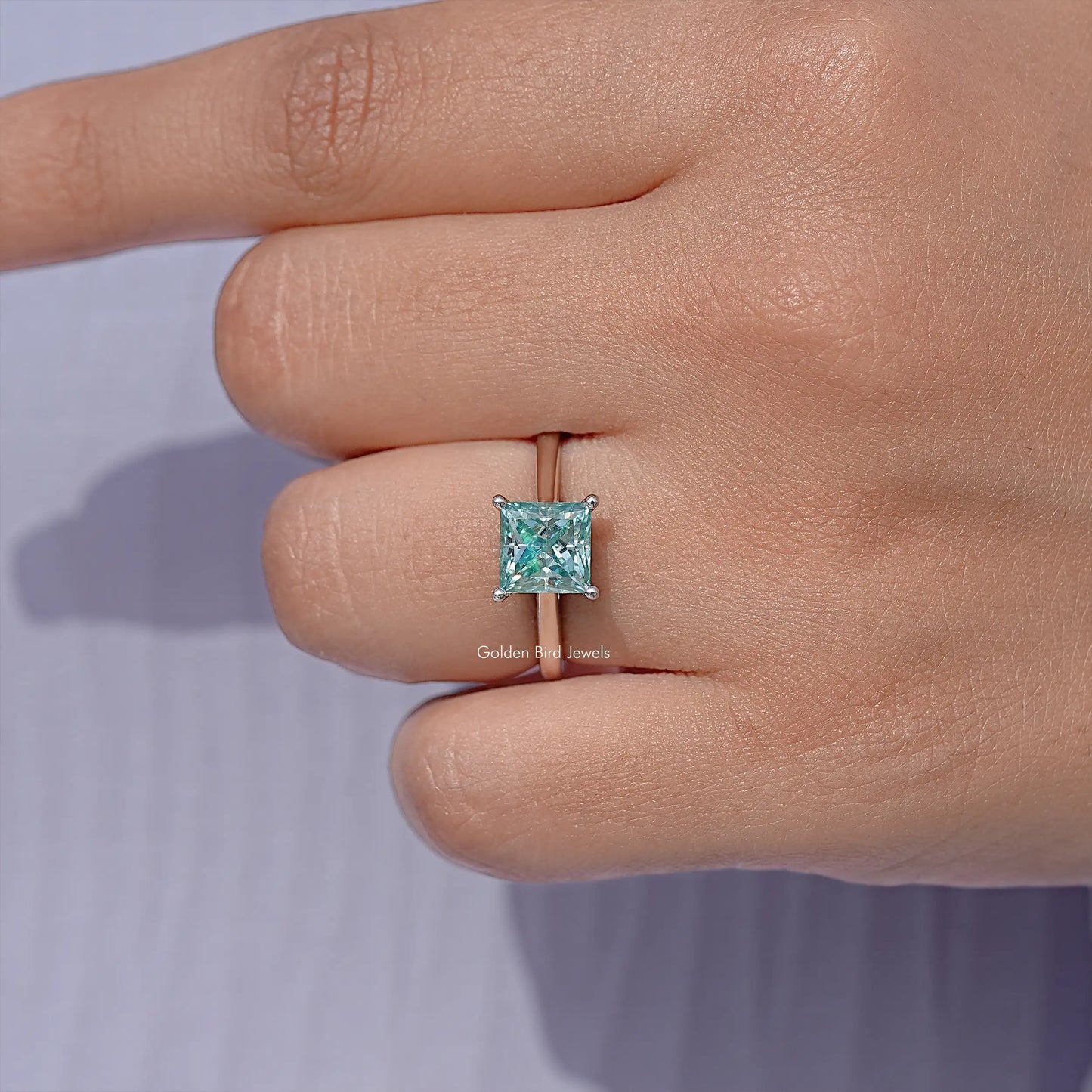 Princess Cut Moissanite Gemstone Solitaire Wedding Ring