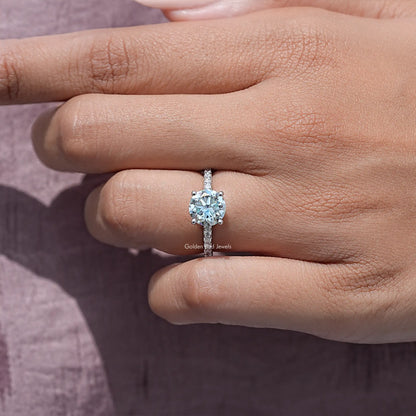 Round Cut Moissanite Solitaire Accent Ring