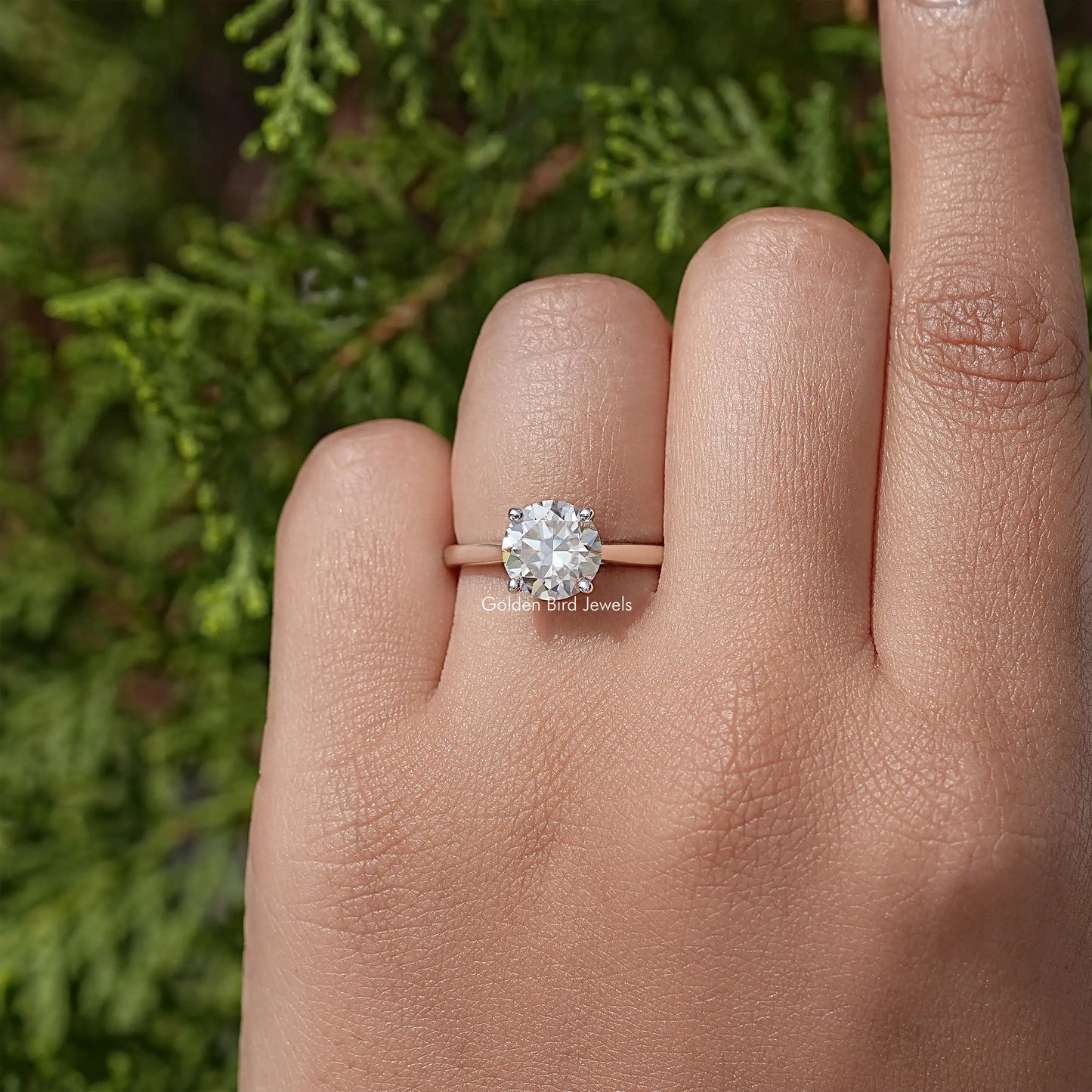 Yellow Round Cut Moissanite Solitaire Ring