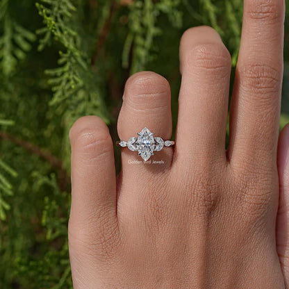 Marquise Cut Moissanite Diamond Leaves Ring