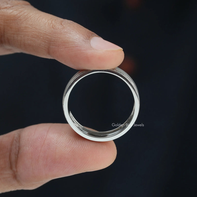 14K Solid Gold Round Moissanite Wedding Band