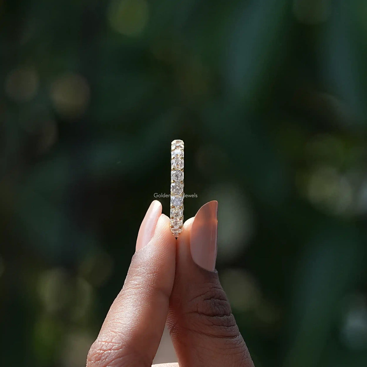 [Moissanite Asscher Cut Eternity Band]-[Golden Bird Jewels]