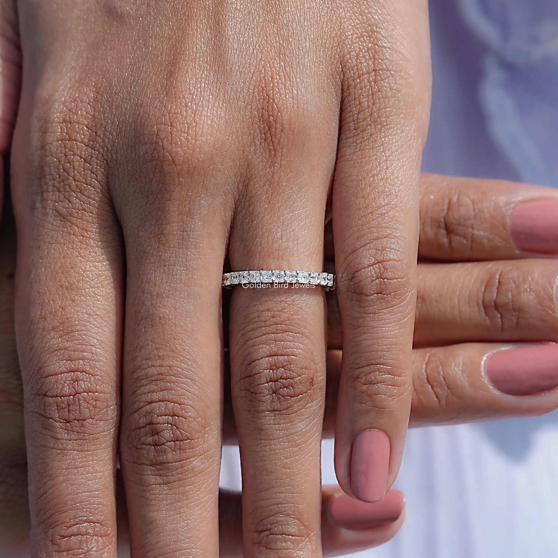 Asscher Moissanite Full Eternity Wedding Band