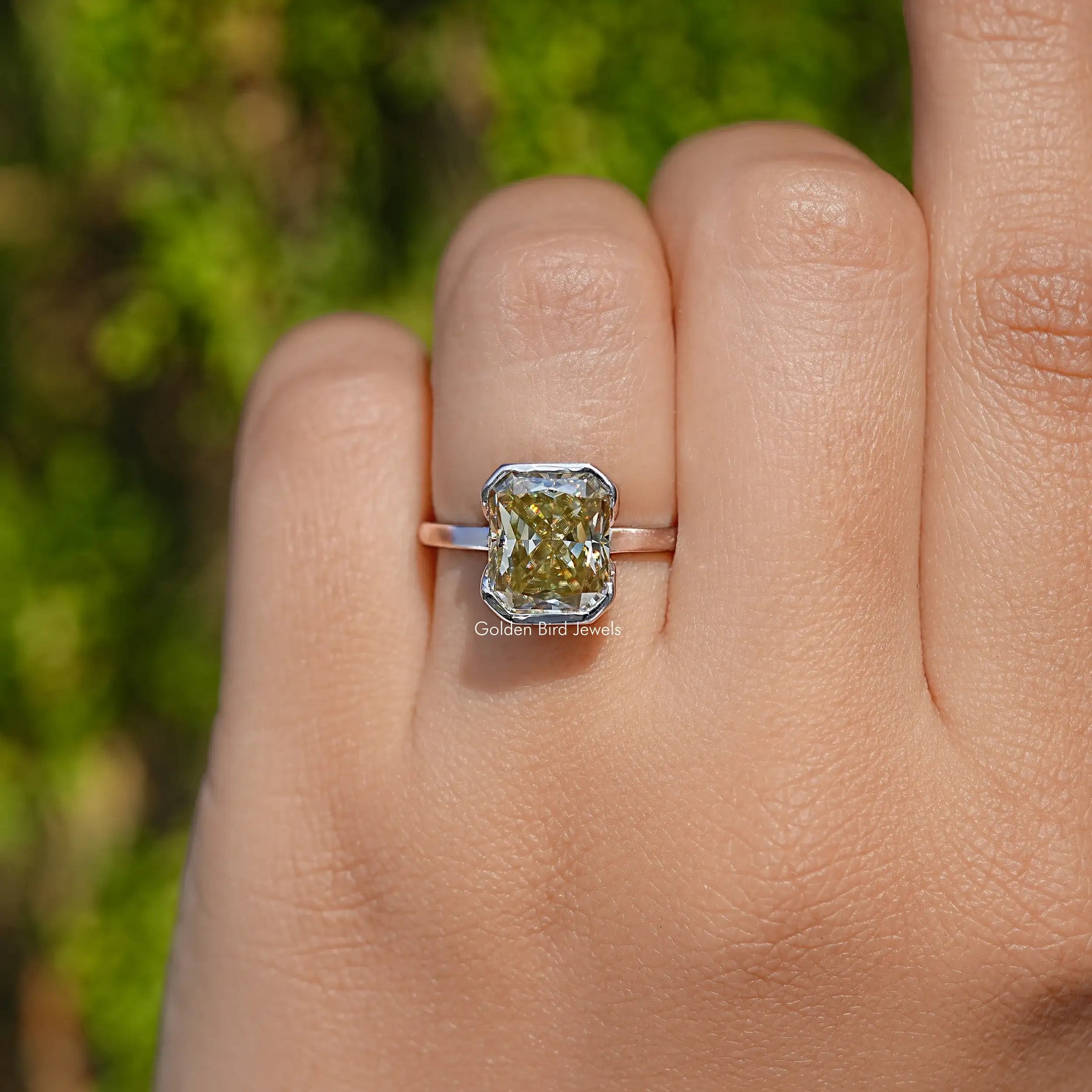 Canary Yellow Radiant Cut Moissanite Solitaire Ring