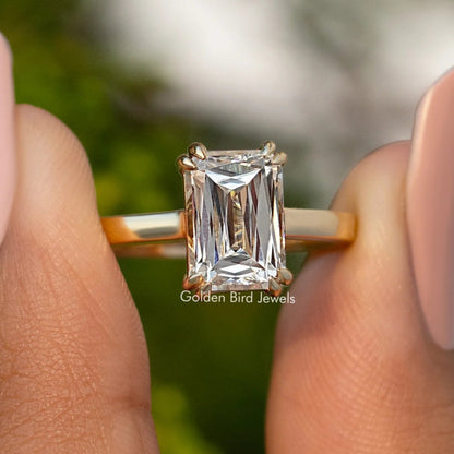 Moissanite Criss Cut Solitaire Engagement Ring