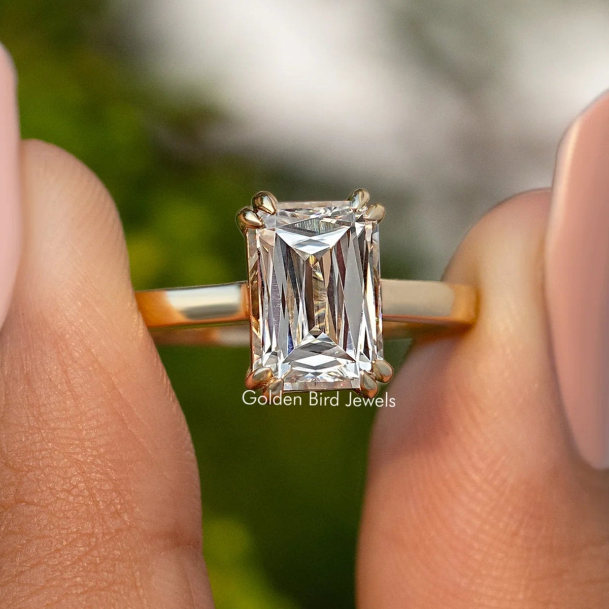 Moissanite Criss Cut Solitaire Engagement Ring