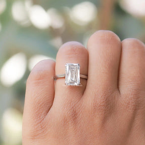 View of Solitaire Criss Cut Moissanite Ring In finger