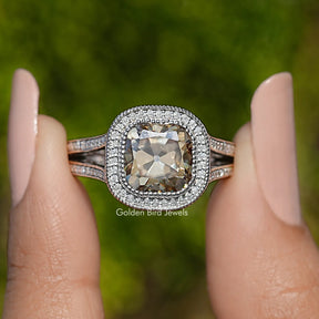 Old Mine Cushion Cut Moissanite Halo Ring