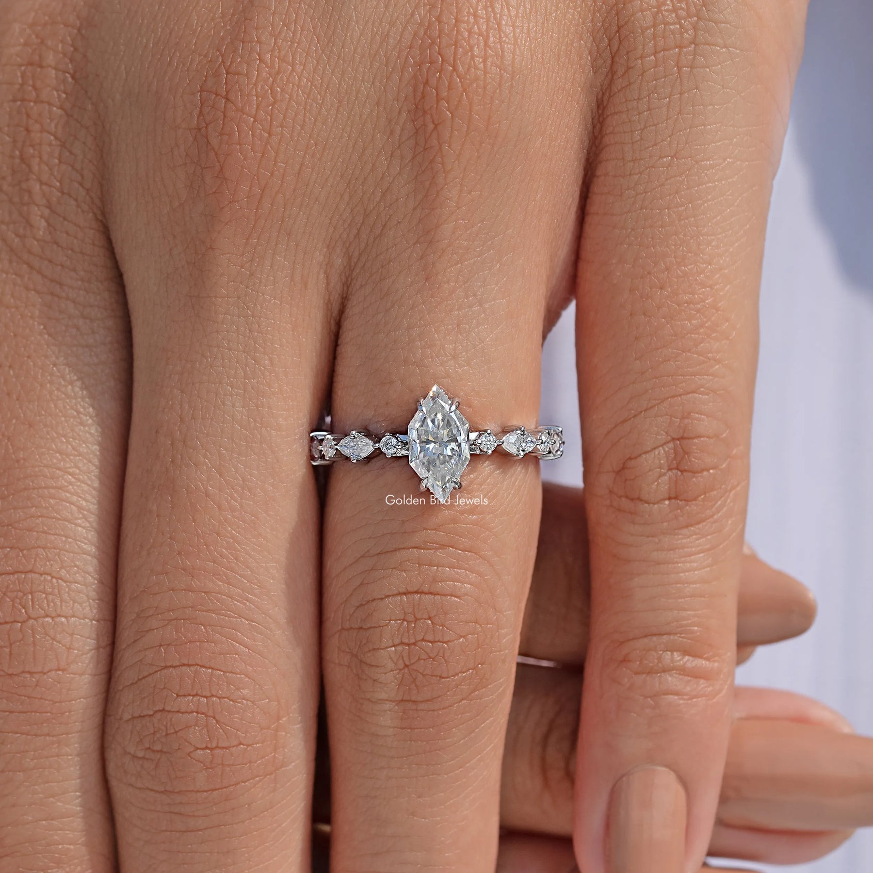 Dutch Marquise Cut Moissanite Engagement Ring