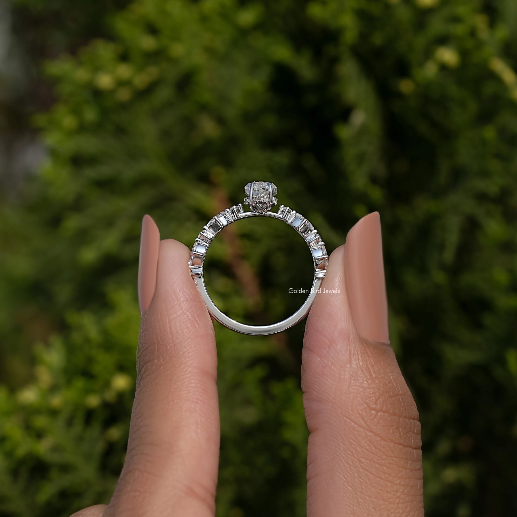 Dutch Marquise Shaped Moissanite Accent Ring