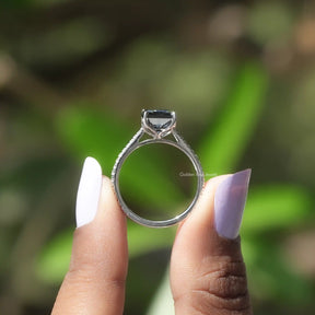 Emerald Cut Moissanite Accent Engagement Ring