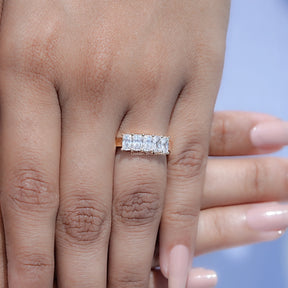 Five Stone Radiant Cut Moissanite Band