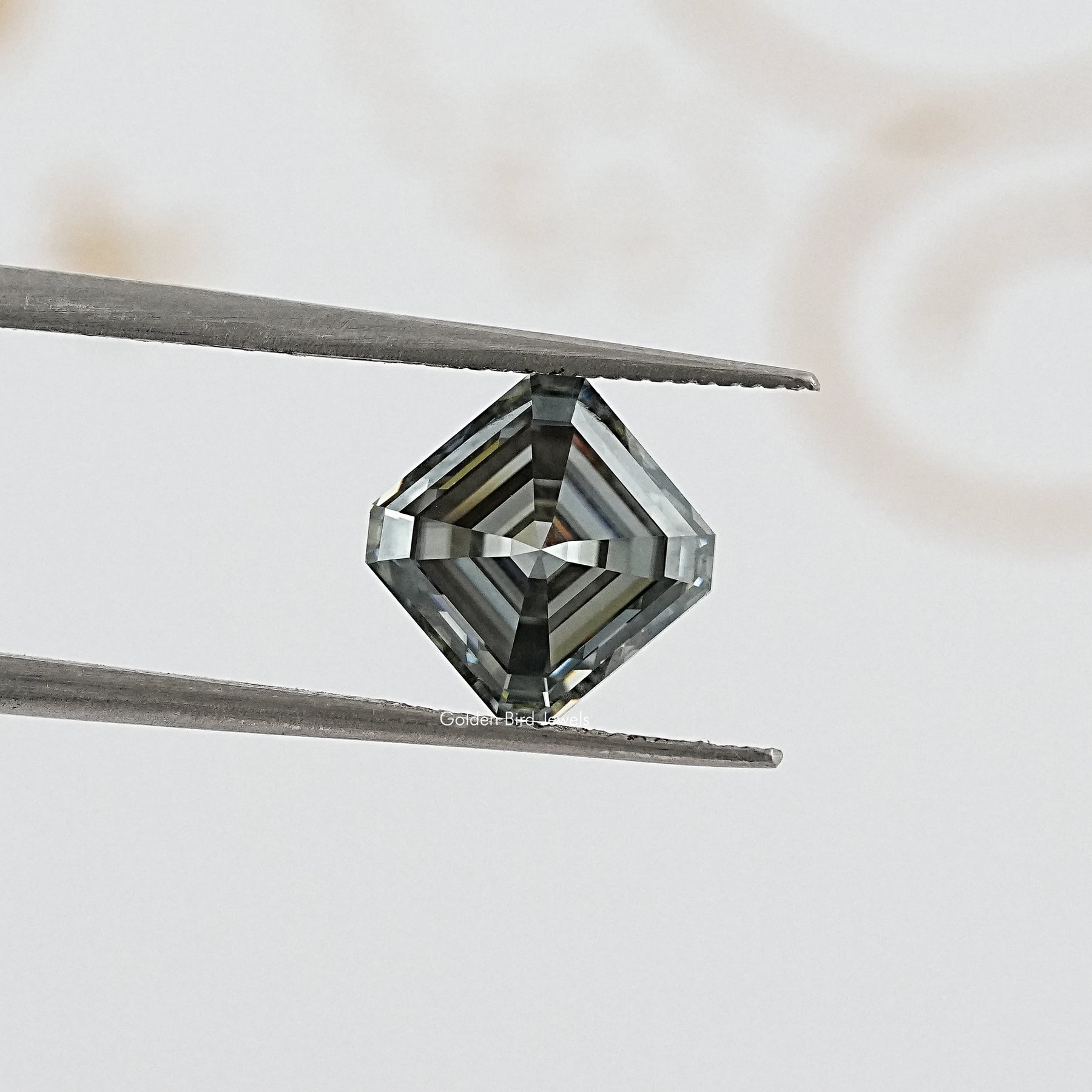 tweezers  View of Criss Cut Moissanite Loose Stone for Anniversary Rings