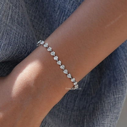 View of moissanite heart bracelet for women 