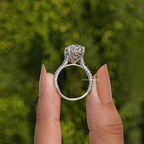 Moissanite Hidden Halo Oval Cut Engagement Ring