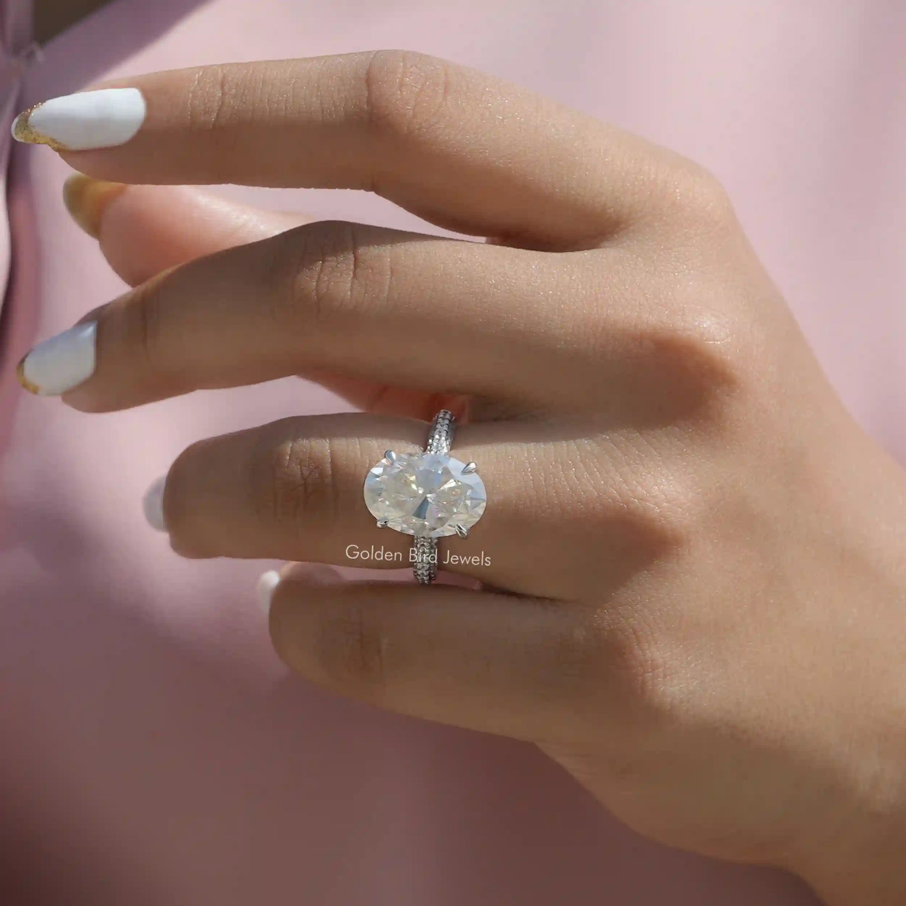 Moissanite Pear Cut Solitaire Ring In White Gold