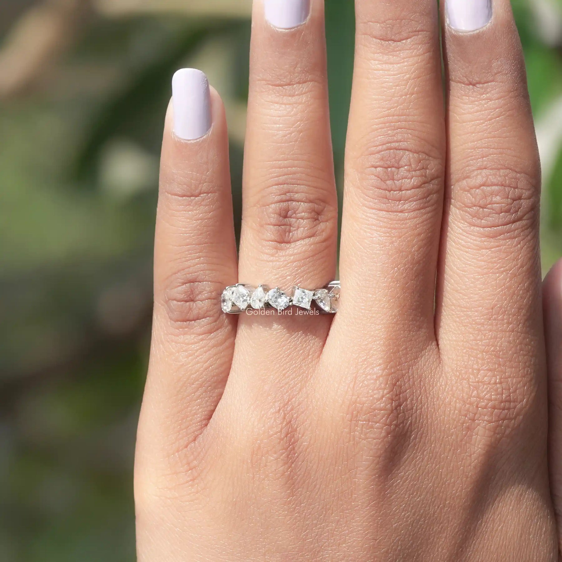 Multi Shape Pear-Princess Moissanite Eternity Band