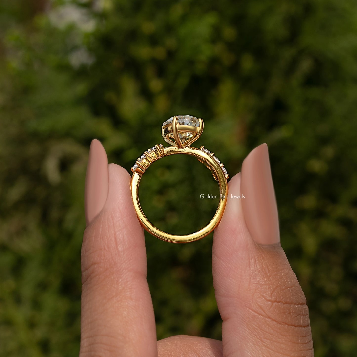 Moissanite Old Mine Oval Cut Accent Stone Infinite Ring