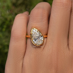 Old Mine Pear Cut Moissanite Solitare Engagement Ring