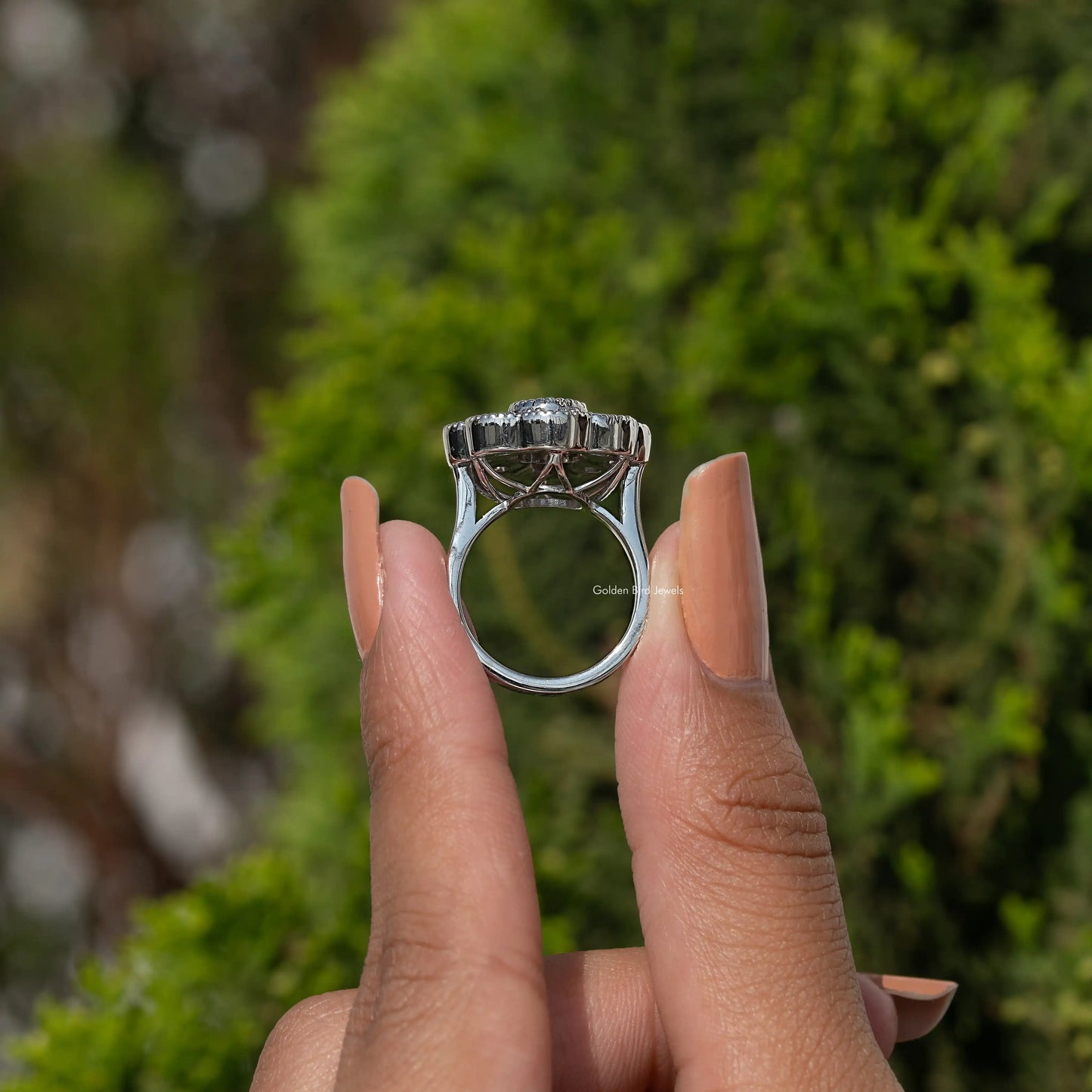 Old European Round Cut Moissanite Halo Ring