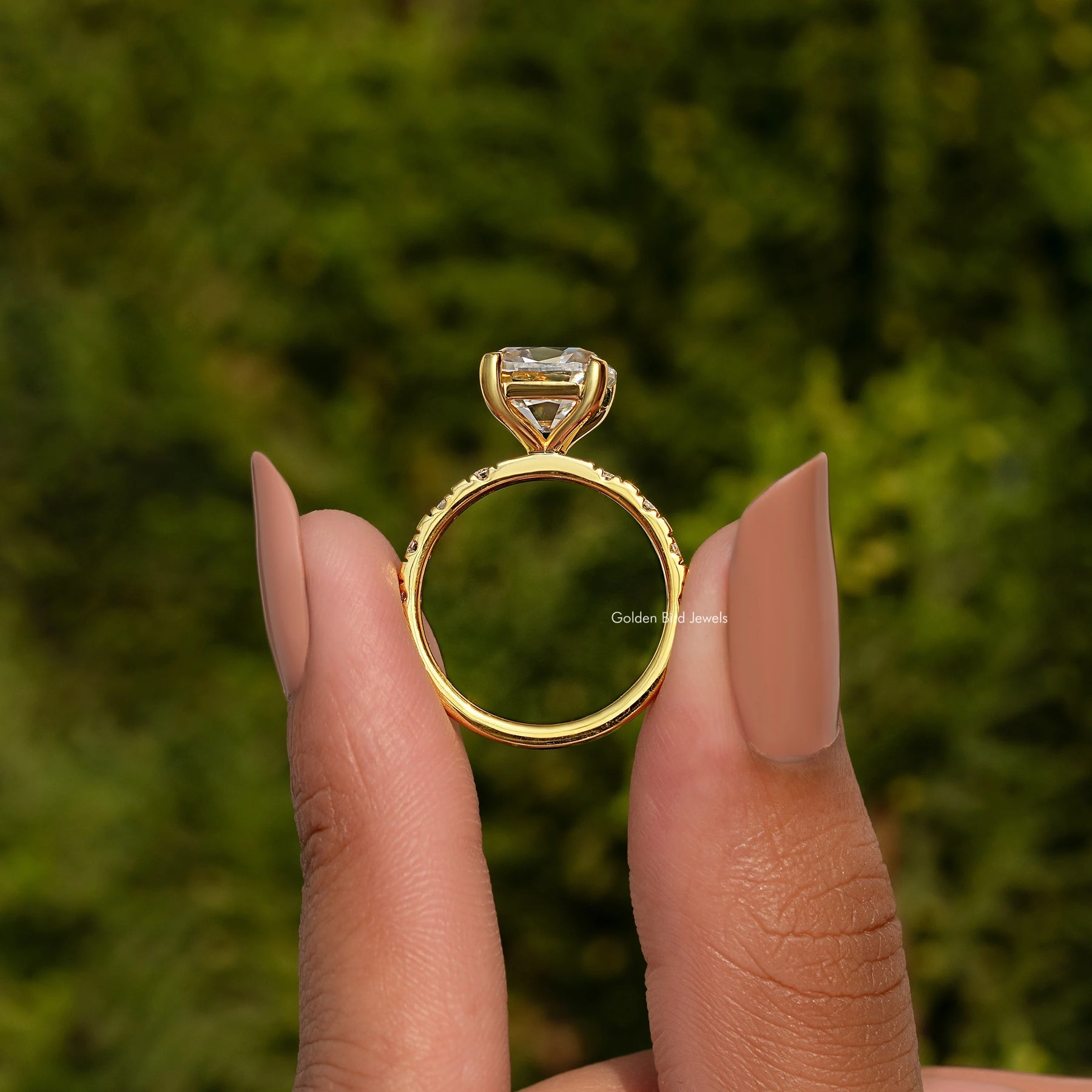 Moissanite Old Mine Cushion Cut Accent Stone Ring