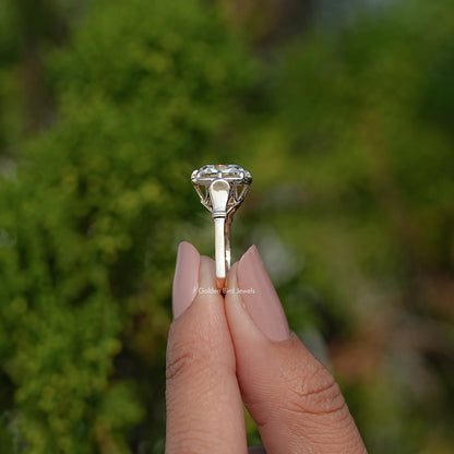 Moissanite Old Mine Cushion Solitaire Engagement Ring