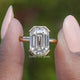 Near Colorless Old Mine Emerald Cut Moissanite Ring