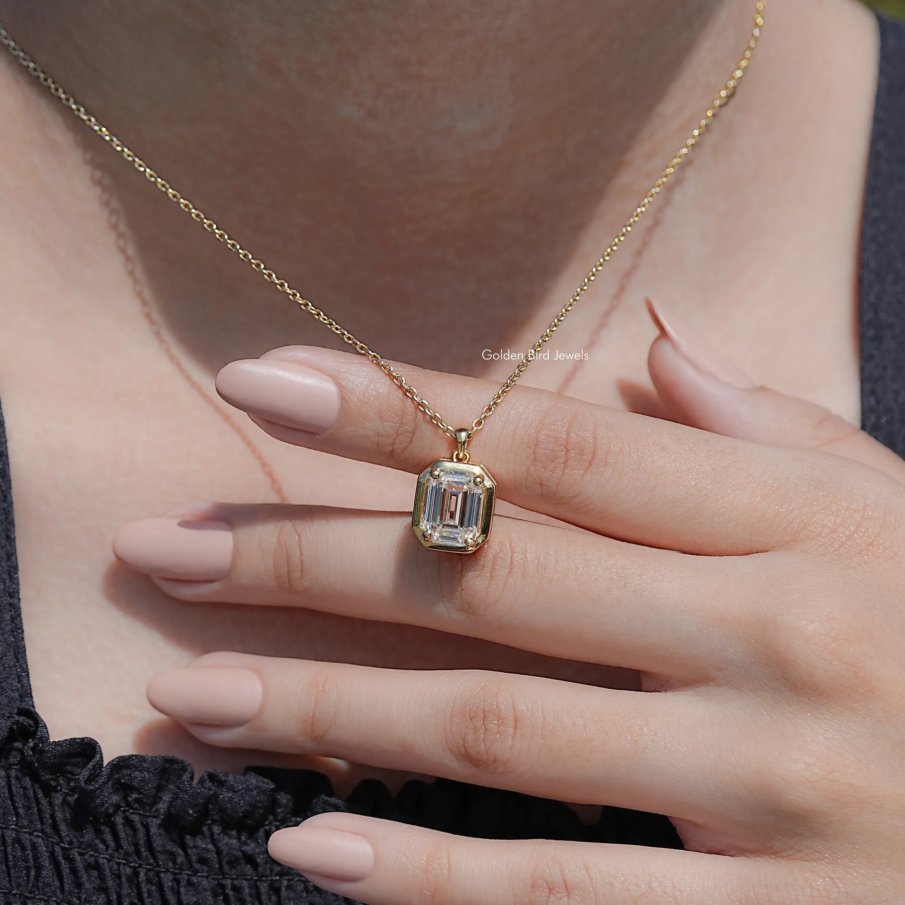 Old Mine Emerald Shaped Moissanite Pendant