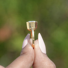 East Wast Old Mine Emerald Moissanite Solitaire Ring