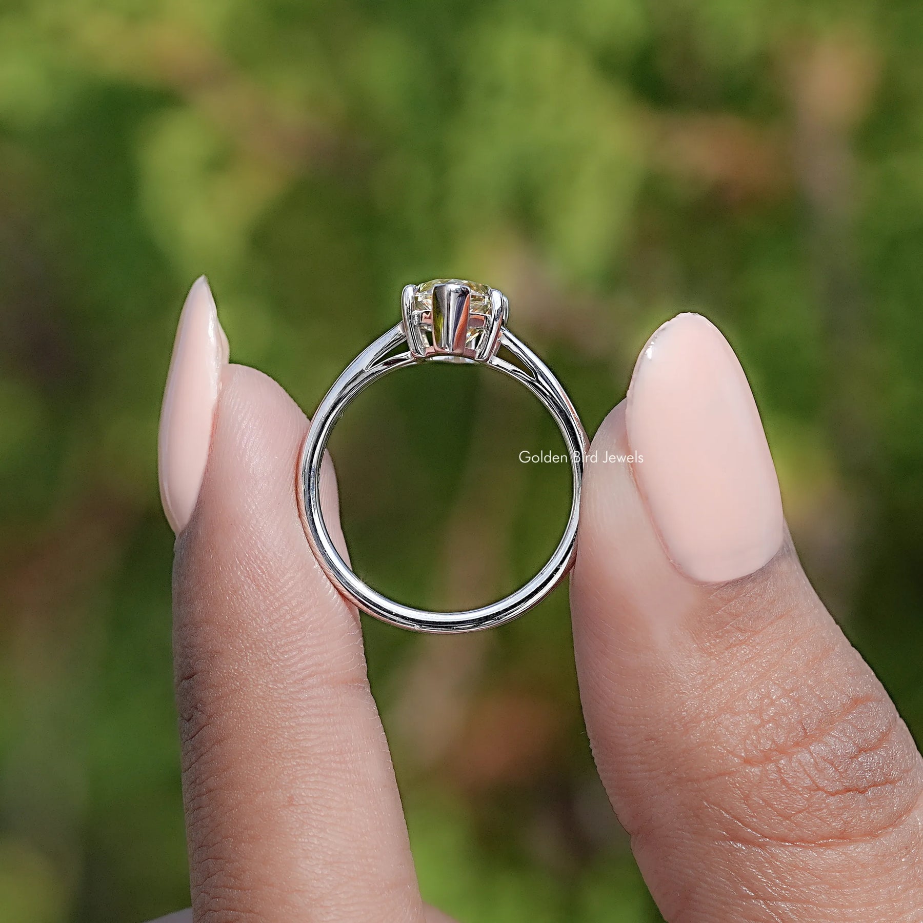 Old Mine Marquise Shaped Moissanite Solitaire Ring