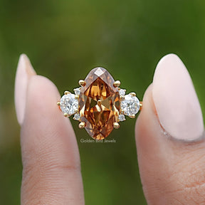 Moissanite Old Mine Moval Engagement Ring