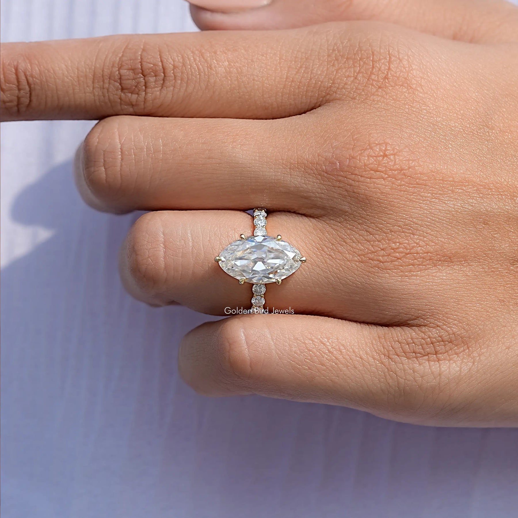 Moissanite Old Mine Moval Accent Stone Ring