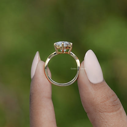 Old Mine Moval Moissanite Twisted Shank Solitaire Ring