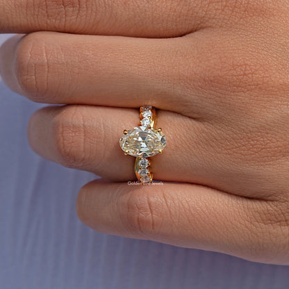 Moissanite Old Mine Oval Cut Accent Stone Infinite Ring