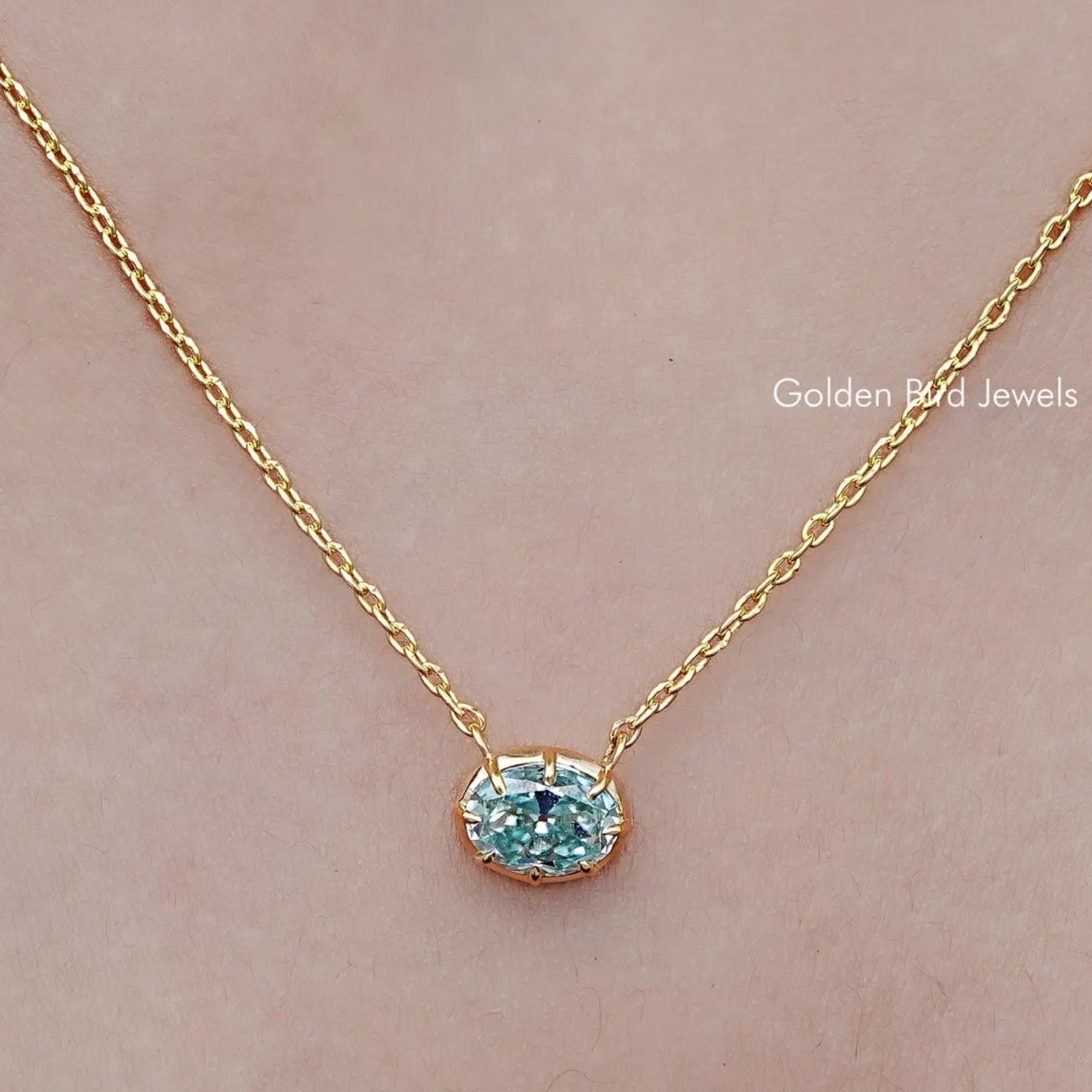 Old Mine Oval Moissanite Solitaire Pendant