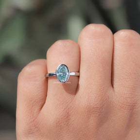 Oval Cut Moissanite Bezel Set Solitaire Engagement Ring