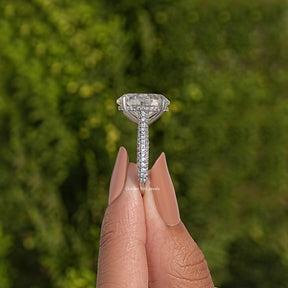 Moissanite Hidden Halo Oval Cut Engagement Ring