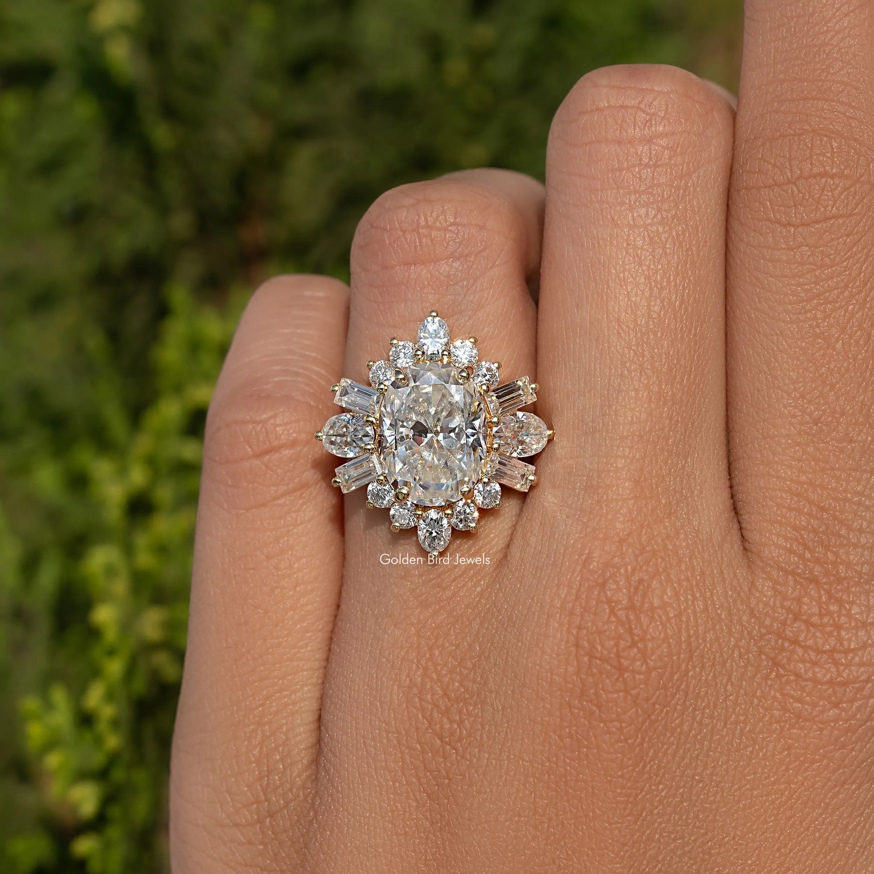 Oval Cut Moissanite Halo Engagement Ring